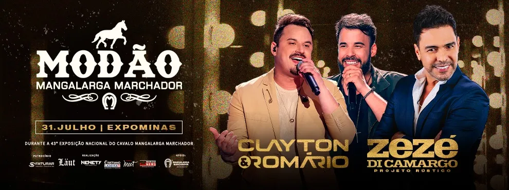 Modão Mangalarga Marchador 2026: BH vai tremer com Zezé e Clayton & Romário!